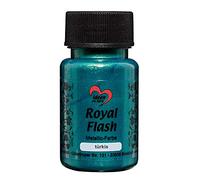 ideen mit herz Colore acrilico metallico Royal Flash con riflessi metallici e particelle glitterati fini | Vernice brillante metallizzata per gagliette | 50 ml (turchese)