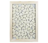 Ideen mit Herz Cornice in legno con cuori da scrivere, 30 x 42 cm, alternativa al classico libro degli ospiti per matrimoni, 80 cuori, da appendere o da appoggiare