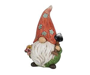 Ideen mit Herz Figura decorativa gnomo con pala | giardino | nano da giardino per esterni | altezza 21 cm | larghezza 13 cm