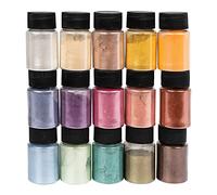Ideen mit Herz Mica, pigmenti colorati con effetto metallico, ideali per miscelare con resina, resina epossidica, cera per candele, colore sapone, 15 pezzi, 10 g (vintage metallico)