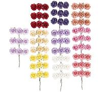 ideen mit herz Piccole rose artificiali in carta | Fiori decorativi con manico in filo metallico per il fissaggio | teste di rose circa Ø 2,5 cm | fiori artificiali | 10 colori per 9 rose | 90 pezzi