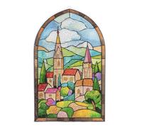 Ideen mit Herz Quadro per finestre con diamante, effetto vetro, decorazione e fai da te, materiale: PET (villaggio estivo)