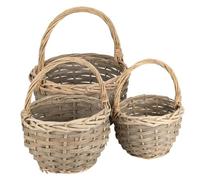 Ideen mit Herz Set di 3 cestini in vimini intrecciati scuri, rotondi, diametro: 14, 18, 21 cm, ideale come regalo di nozze o come decorazione