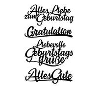 Ideen mit Herz Set di 4 stencil per punzonatura, scritta, auguri di compleanno, da 2,5 cm a 8,3 cm