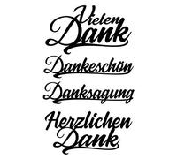 Ideen mit Herz Set di 4 stencil per punzonatura, scritta, grazie, da 2,2 cm a 8,5 cm,
