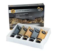Ideen mit Herz Set di colori acrilici metallizzati | 5 tubi da 120 ml | 5 colori | oro, argento, rame, bronzo e antracite | altamente coprente