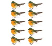 Ideen mit Herz Uccelli decorativi con piume | Uccelli decorativi | Cinciallegra | 2 cm x 6,5 cm x 3,8 cm | Uccellini colorati per la decorazione | Uccelli in miniatura | 10 pezzi