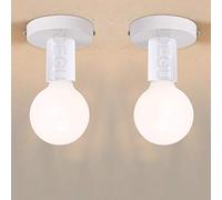 iDEGU 2 Pack Plafoniere Moderne, Semplice Lampada Lampadario Faretto da Soffitto Vintage Applique Da Parete Presa E27, Senza Lampadine (Bianco)