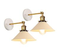 iDEGU 2 Pezzi Lampade da Parete Interno Vintage, 22cm Applique da Parete Retrò Lampadario Plafoniera Orientabile E27 Illuminazione da Parete Moderna per Camera da Letto, Soggiorno (Giallo Chiaro)