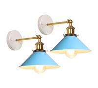 iDEGU 2 Pezzi Lampade da Parete Interno Vintage, 22cm Applique da Parete Retrò Lampadario Plafoniera Orientabile E27 Illuminazione da Parete Moderna per Camera da Letto, Soggiorno, Corridoio (Blu)