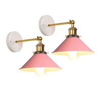 iDEGU 2 Pezzi Lampade da Parete Interno Vintage, 22cm Applique da Parete Retrò Lampadario Plafoniera Orientabile E27 Illuminazione da Parete Moderna per Camera da Letto, Soggiorno, Corridoio (Rosa)