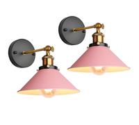 iDEGU 2 Pezzi Lampade da Parete Vintage, 22cm Applique da Parete Retrò Lampadario Plafoniera E27 Illuminazione da Parete Moderna per Camera da Letto, Soggiorno, Camera per Bambini (Rosa)