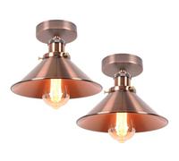 iDEGU 2 Pezzi Lampade da Soffitto Industriale in Metallo Design Edison Lampadario a Sospensione Vintage Plafoniere Illuminazione E27 Applique per Cucina Corridoio Salotto Bagno, 22 cm (Rame Rosso)