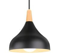 iDEGU 20CM Lampada a Sospensione Retrò LED Lampada a Soffitto in Legna Metallo Moderna Lampadario a Forma di Goccia Stile Scandinavo Plafoniera per Soggiorno Sala da Pranzo Cameretta (Nero 1 Pezzo)