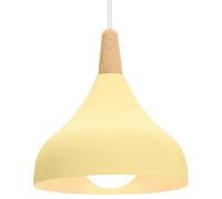 iDEGU 20CM Lampada a Sospensione Retrò LED Lampada a Soffitto in Legna Metallo Moderna Lampadario a Forma di Goccia Stile Scandinavo Plafoniera per Camera da Letto Soggiorno (Giallo Chiaro 1 Pezzo)