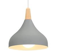 iDEGU 20CM Lampada a Sospensione Retrò LED Lampada a Soffitto in Legna Metallo Moderna Lampadario a Forma di Goccia Stile Scandinavo Plafoniera per Soggiorno Sala da Pranzo Cameretta (Grigio 1 Pezzo)