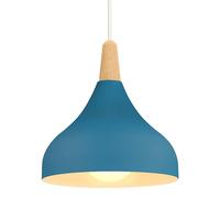 iDEGU 20CM Lampada a Sospensione Retrò LED Lampada a Soffitto in Legna Metallo Moderna Lampadario a Forma di Goccia Stile Scandinavo Plafoniera per Camera da Letto Soggiorno (Blu Oxford 1 Pezzo)