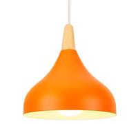 iDEGU 20CM Lampada a Sospensione Retrò LED Lampada a Soffitto in Legna Metallo Moderna Lampadario a Forma di Goccia Stile Scandinavo Plafoniera per Camera da Letto Soggiorno (Arancione 1 Pezzo)