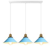 iDEGU 3 Luci Lampada a Sospensione Retrò, 22cm Vintage Lampadario a Sospensione in Metallo E27 Plafoniera Stile Scandinavo Lampade da Soffitto per Cucina Caffè Sala da Pranzo Cameretta (Blu)