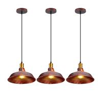 iDEGU 3 Pezzi Lampadario a Sospensione Vintage Industriale 27cm Plafoniera in Metallo Lampada da Soffitto in Metallo E27 Retro Lampada a Sospensione per Cucina Soggiorno Sala da Pranzo (Rosso Ruggine)