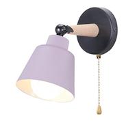iDEGU Applique da Parete Interno Retrò Lampada da Parete Vintage in Metallo e Legno Moderne Lampada a Muro Orientabile con Interruttore E27 Lampadari da Camera da Letto Soggiorno (Viola)