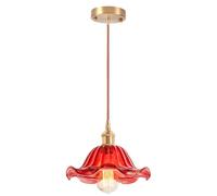 iDEGU Lampada a Sospensione in Vetro, 25CM Lampadario a Sospensione Vintage E27 Plafoniera Retrò Paralume Vetro Creativo Lampada da Soffitto per Soggiorno Camera da Letto Cucina Sala da Pranzo (Rosso)