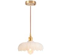 iDEGU Lampada a Sospensione in Vetro, 25CM Lampadario a Sospensione Vintage E27 Plafoniera Retrò Paralume Vetro Creativo Lampada da Soffitto per Soggiorno Isola Cucina Sala da Pranzo (Bianco)