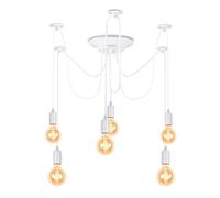 iDEGU Lampada a sospensione moderna e retrò a 6 braccia, ragno fai da te, lampadario creativo regolabile, 150 cm, vintage, lampada a sospensione con attacco E27, bianco (6 luci)