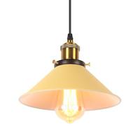 iDEGU Lampada a Sospensione Retrò 22cm Lampada da Soffitto Vintage in Metallo E27 Lampadario a Sospensione Moderno Stile Scandinavo Plafoniera per Soggiorno Cucina Camera Ristorante (Giallo Chiaro)
