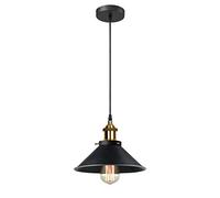 iDEGU Lampada a Sospensione Vintage Lampadario a Sospensione Industriale in Metallo Stile Edison E27 Plafoniera Retrò Lampada da Soffitto per Sala da Pranzo Soggiorno Cucina Bar, Nero (Solo, 22cm)