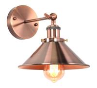 iDEGU Lampada da Parete Industriale Vintage Applique da Parete Retrò Stile Edison in Metallo E27 Regolabile Plafoniere Lampade da Muro Interno per Cucina Cameretta Soggiorno Caffè (22cm, Rame Rosso)