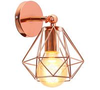 iDEGU Lampada da Parete Interno 16CM Applique da Parete Vintage in Metallo Design Gabbia E27 Illuminazione da Soffitto Orientabile Lampada a Muro per Camera da Letto Soggiorno Cucina (Oro Rosa)