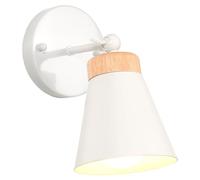 iDEGU Lampada da Parete Interno Moderna Applique da Parete in Legno Metallo Applique Industriale Vintage Illuminazione E27 Regolabile Lampada a Muro per Camera Soggiorno Bagno Corridoio (Bianco)