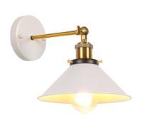 iDEGU Lampada da Parete Interno Vintage, 22cm Applique da Parete Retrò Lampadario Plafoniera Orientabile E27 Illuminazione da Parete Moderna per Camera da Letto, Soggiorno, Corridoio (Bianco)
