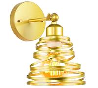 iDEGU Lampada da Parete Interno Vintage Applique da Parete Orientabile Lampada da Soffitto Creativo Design Spirale in Metallo Moderno E27 Illuminazione per Camera da Letto Soggiorno (Dorato)