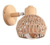 iDEGU Lampada da Parete Retrò 15cm Vintage Applique da Parete Interno in Legno e Corda di Canapa Industriale Lampada a Muro Orientabile E27 Luce da Camera da Letto Soggiorno Corridoio Caffè