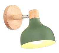 iDEGU Lampada da Parete Retrò LED Applique da Parete Interno Vintage in Legno Metallo Moderne Lampada a Muro Stile Scandinavo Orientabile E27 Illuminazione per Camera da Letto Soggiorno (Verde Oliva)