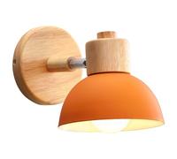 iDEGU Lampada da Parete Retrò Vintage Applique da Parete Interno in Metallo e Legno Moderne Faretto da Muro Orientabile E27 Luce da Camera da Letto Soggiorno Corridoio Caffè (1 Pezzo, Arancione)