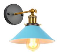 iDEGU Lampada da Parete Vintage, 22cm Applique da Parete Interno Lampadario Plafoniera Regolabile E27 Illuminazione da Parete Moderna per Camera da Letto, Soggiorno, Camera per Bambini (Blu)