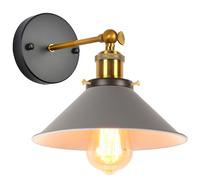 iDEGU Lampada da Parete Vintage, 22cm Applique da Parete Interno Lampadario Plafoniera Regolabile E27 Illuminazione da Parete Moderna per Camera da Letto, Soggiorno, Camera per Bambini (Grigio)