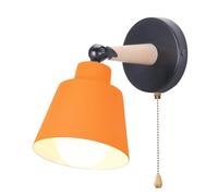 iDEGU - Lampada da parete vintage/retrò E27, stile industriale, in legno e metallo, regolabile, con interruttore, moderna, per camera da letto, corridoio, cucina, soggiorno (arancione)