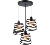 iDEGU Lampade a Sospensione a 3 Luci, 20cm lampadario di design a spirale moderno creativo, lampada da soffitto vintage in metallo E27 lampada per camera da letto soggiorno cucina, nero, 30cm Base