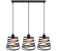 iDEGU Lampade a Sospensione a 3 Luci, lampadario di design a spirale moderno creativo, lampada da soffitto vintage in metallo E27 lampada per camera da letto, soggiorno, cucina, 20 cm, nero