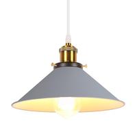 iDEGU Retrò Lampada a Sospensione 26cm Lampada da Soffitto Vintage in Metallo E27 Lampadario a Sospensione Moderno Stile Scandinavo Plafoniera per Cucina Soggiorno Caffè Cameretta (Grigio)