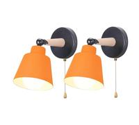 iDEGU - Set di 2 applique da parete retrò vintage E27, lampadario industriale in legno e metallo regolabile, lampada da parete per interni con interruttore, applique moderna per camera da letto