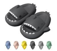 IDEINER Ciabatte Squalo Donna Uomo Shark Slippers Pantofole Squalo Estive Open Toe Sharky Slides Antiscivolo Sandali da Spiaggia Piscina Bagno Morbide Cloud Sharko Adulto Nero Taglia EU 40/41