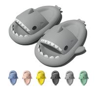 IDEINER Ciabatte Squalo Donna Uomo Shark Slippers Pantofole Squalo Estive Open Toe Sharky Slides Antiscivolo Sandali da Spiaggia Piscina Bagno Morbide Cloud Sharko Adulto Grigio Taglia EU 42/43