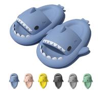 IDEINER Ciabatte Squalo Donna Uomo Shark Slippers Pantofole Squalo Estive Open Toe Sharky Slides Antiscivolo Sandali da Spiaggia Piscina Bagno Morbide Cloud Sharko Adulto Blu Taglia EU 42/43