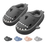 IDEINER Invernali Squalo Pantofole Donna Uomo Fodera di Peluche Termiche Squalo Ciabatte Memory Foam Shark Slides Slippers Impermeabile Antiscivolo Comode Calda Scarpe Adulti Nero Taglia 36/37