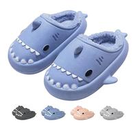 IDEINER Invernali Squalo Pantofole Donna Uomo Fodera di Peluche Termiche Squalo Ciabatte Memory Foam Shark Slides Slippers Impermeabile Antiscivolo Comode Calda Scarpe Adulti Blu Taglia 42/43